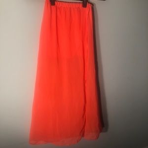 💖5/$25 NOLLIE SHEER NEON ORANGE MAXI SKIRT